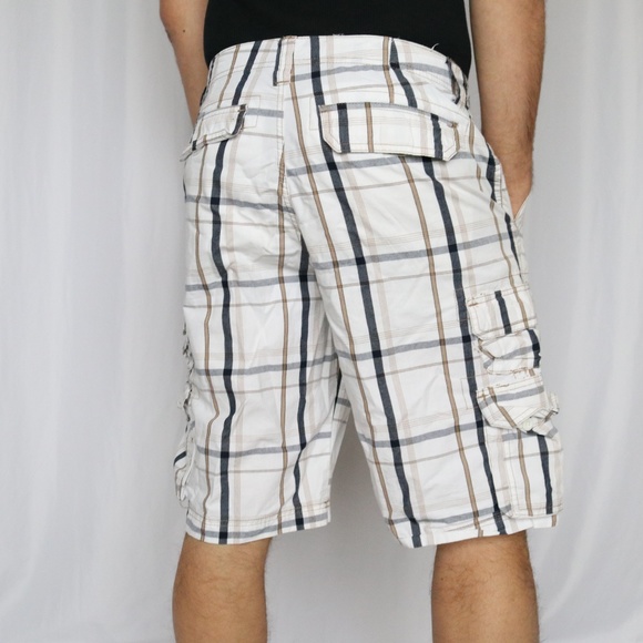 Lee Dungree cargo Shorts white plaid stripe - A0 - Picture 2 of 6